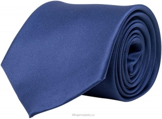 Jednoduchá tmavě modrá saténová kravata, šířka 8 cm