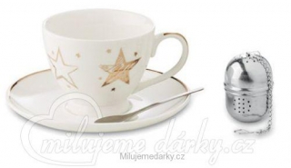 Dárková sada šálku na čaj s motivem hvězdy a sítka na čaj