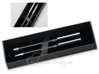 LUCERO SET, Sada kovového kuličkového pera a keramického pera v papírové dárkové krabičce, černá