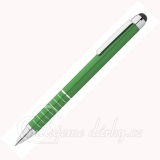 zelené aluminiové pero se stylusem