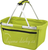 Skládací lehký nákupní košík s kapsou na zip, limetkově zelený