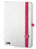 LANYBOOK INNOCENT PASSION WHITE, Poznámkový linkovaný zápisník s růžovou gumou