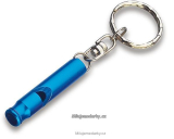 modrá kovová píšťalka na přívěsku, 1 balení 100 ks