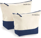 Jednoduchá kosmetická taška se zipem, pevná bavlna, modrý pruh, 27x19x9,5cm