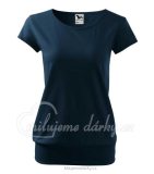 CITY, dámské volnější triko s lodičkovým výstřihem, krátký rukáv, tmavě modré