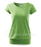 CITY, dámské volnější triko s lodičkovým výstřihem, krátký rukáv, trávově zelené