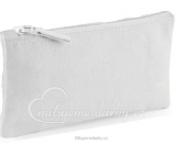 Jednoduchá plochá kosmetická taška se zipem, pevná bavlna, šedá, 22x15cm