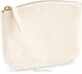 Jednoduchá mini kosmetická taška se zipem, pevná bavlna, růžová, 14x11cm