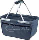 Skládací lehký nákupní košík s kapsou na zip, tmavě šedý