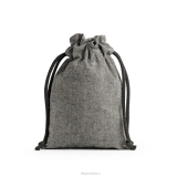 Bavlněná taška/pytel se stahovací šňůrkou, tmavě šedá 14x20cm