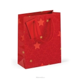 Papírová dárková taška, vánoční motiv, červená 18x23x8cm