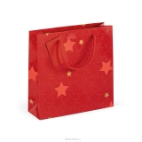 Papírová dárková taška, vánoční motiv, červená 25x25x8cm