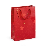 Papírová dárková taška, vánoční motiv, červená 23x32x10cm
