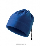 středně modrá fleecová čepice/nákrčník se stahovací šňůrkou