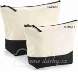 Jednoduchá kosmetická taška se zipem, pevná bavlna, černý pruh, 27x19x9,5cm