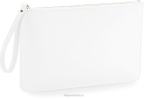 Menší plochá bílá jednoduchá kabelka s poutkem do ruky