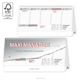 MAXI MANAGER 2026 větší šedý stolní kalendář 32x17cm