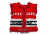 ručně pletená dětská červená vesta s norským vzorem - vel.68