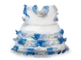 ručně pletené bílé šaty s modrými krajkami - 68