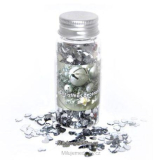 Miniaturní stříbrná dekorační srdíčka 6mm, konfety v tubě