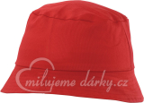 Červený lehký bavlněný plážový klobouk, vhodný pro děti i dospělé