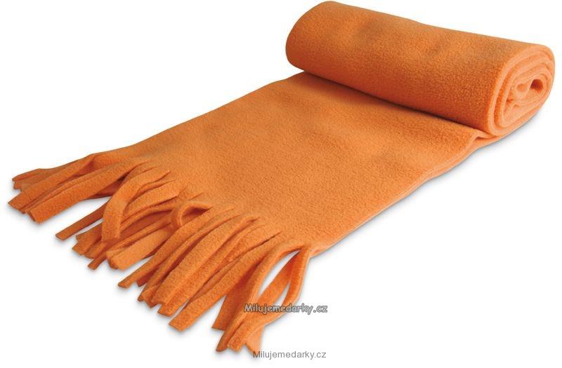 oranžová fleecová šála s třásněmi