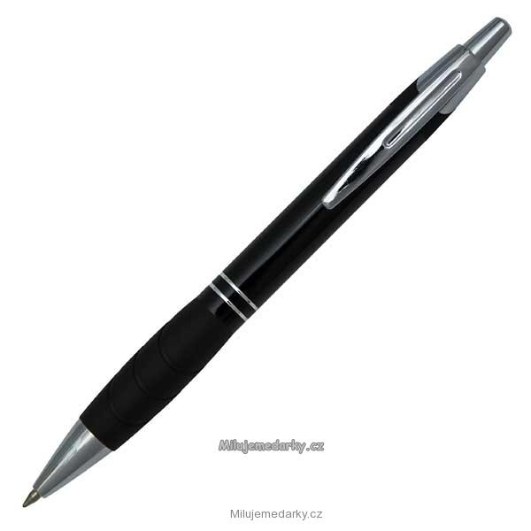 Černé kovové kuličkové pero BIRD s pryží