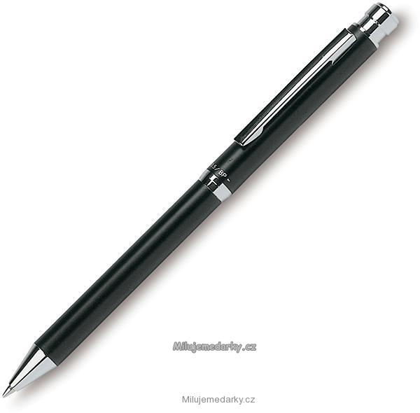 Černé kovové kuličkové pero/mikrotužka v jednom, 1 ks