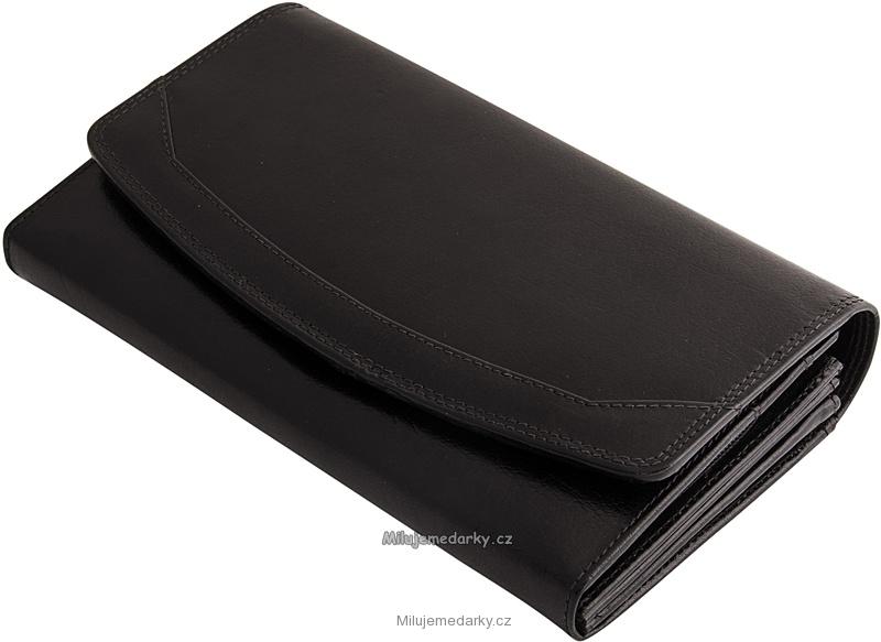 Luxusní dámská černá větší kožená peněženka