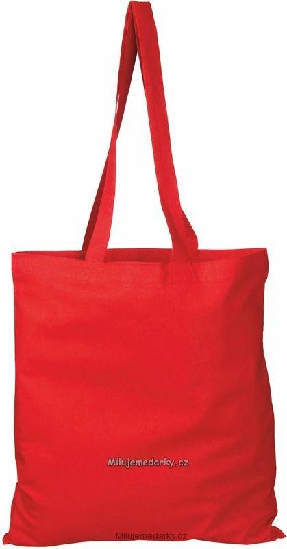 Bavlněná nákupní taška, červená, 38x42, držadla 30cm