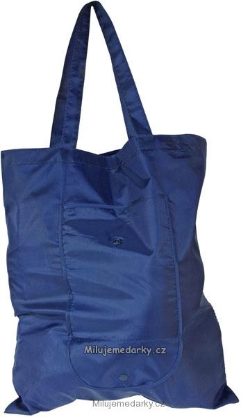 Modrá skládací nylonová nákupní taška tkaná