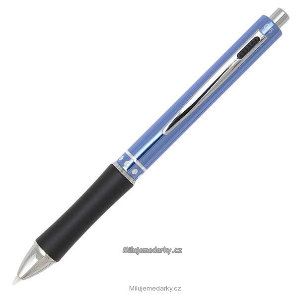 modré kovové multifunkční pero 4 v 1 CRISTAL