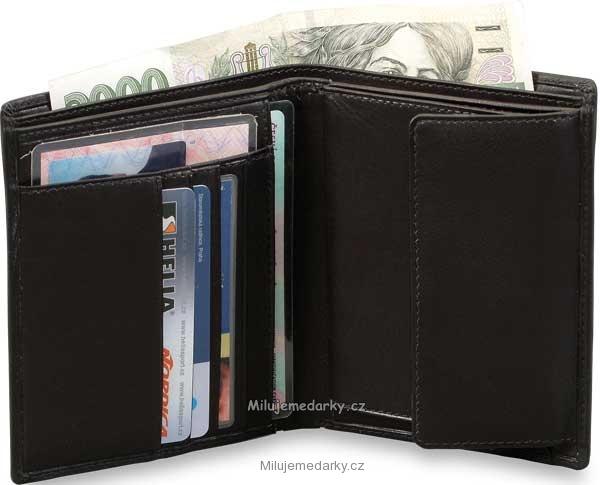 Kožená peněženka s oddíly na doklady, kreditky, ..