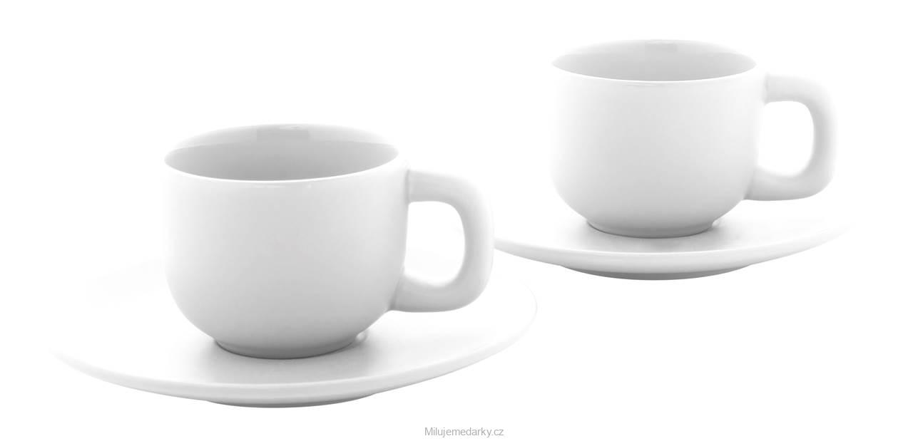 Sada 2 ks šálků s podšálkem na cappuccino, 200ml,  bílá