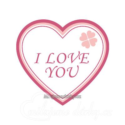 srdíčková visačka na dárek - I Love You