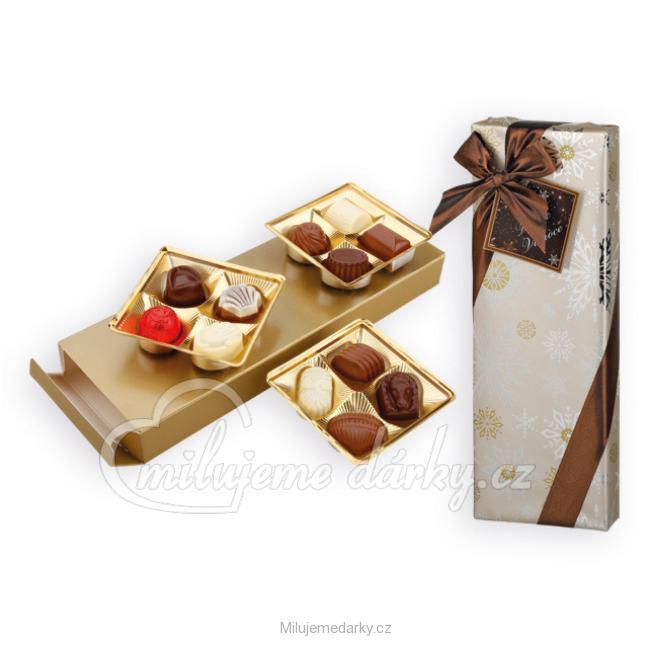 Belgické pralinky ve stříbrném vánočním dárkovém balení, 150 g