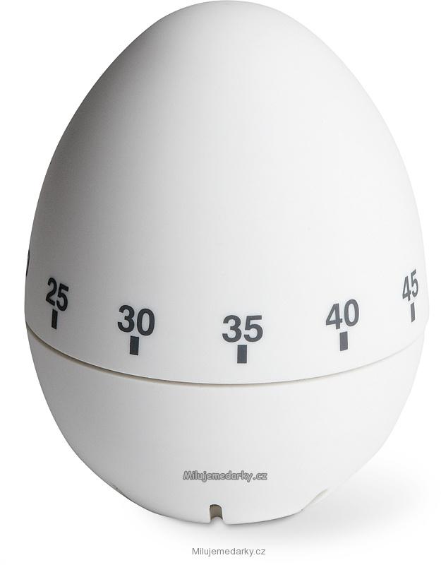 bílá plastová kuchyňská minutka ve tvaru vejce