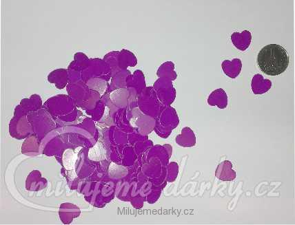 balíček mini papírových fialových srdíček Samá láska 