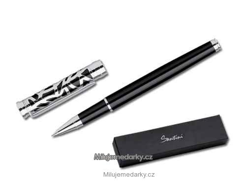 keramické pero černé kovové Santini se stříbrným víčkem