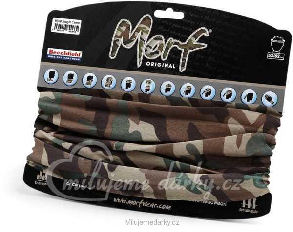 Nákrčník -Bandana Morf®-víceúčelový šátek na zakrytí úst, nosu, hnědý maskáč