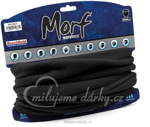 Nákrčník-Bandana Morf®-víceúčelový šátek na zakrytí úst, nosu, fleece/micročerný
