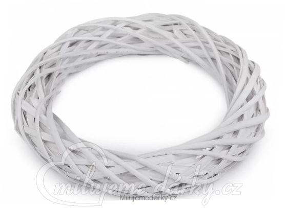 Velký bílý proutěný věnec nezdobený 50cm, různé proutí
