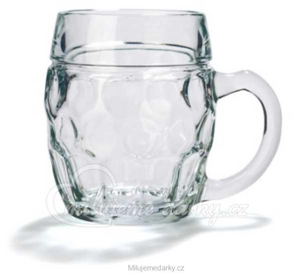 Klasická pivní sklenice / půllitr tvarovaný s uchem 500 ml, balení 1ks