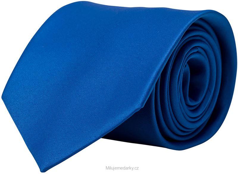 Jednoduchá středně modrá (royal blue) saténová kravata, šířka 8 cm