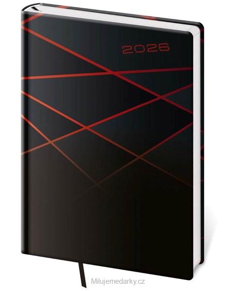 COLOR 2025, denní diář A5 černý ČERVENÝ