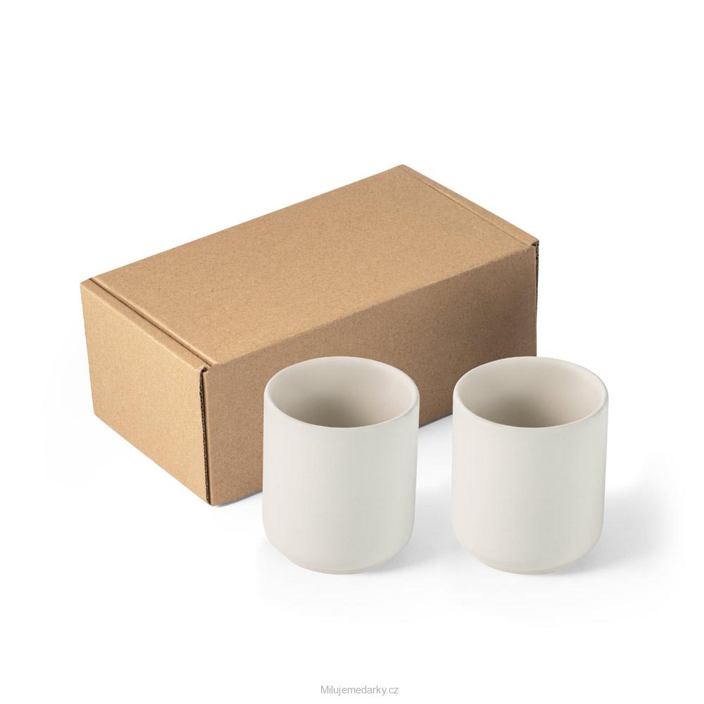 2 dílná sada matných keramických šálků 280 ml, béžová
