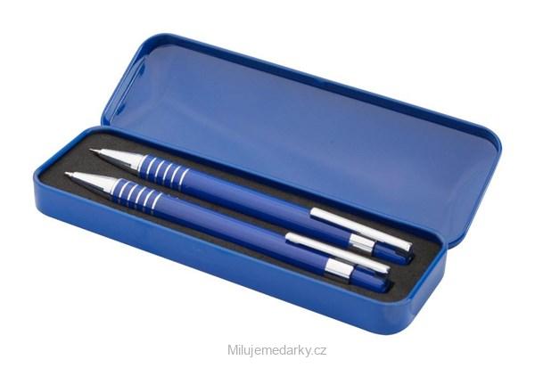 Modrá sada pera a mikrotužky 0,7mm v kovovém boxu, modrá