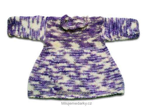 ručně pletené fialovo-béžové šaty - 68