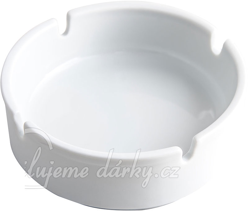 Bílý porcelánový popelník se čtyřmi výřezy, balení 2 ks