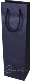 Papírová taška 12x9x40 cm, textilní šňůra, modrá S